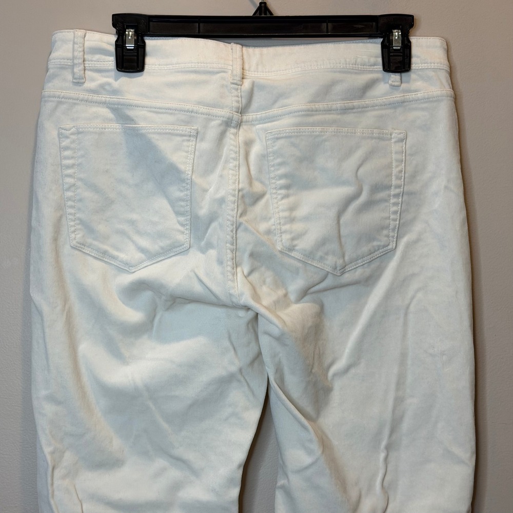J. Jill Womens Cream Velour Straight Leg Pants Womens Sz 8 Stretch Cotton Blend - Picture 4 of 9